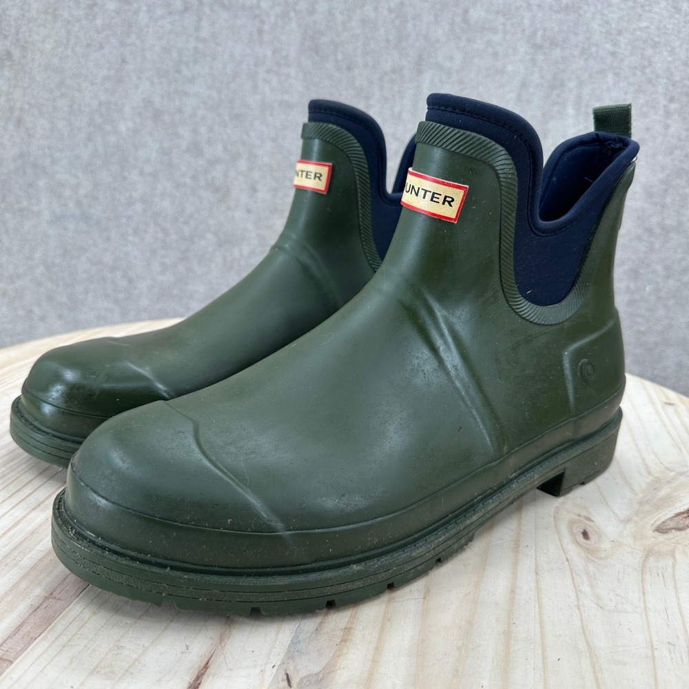 Hunter x Target Men Size 12 Green Rubber Ankle Rain Boots Gorpcore Utility